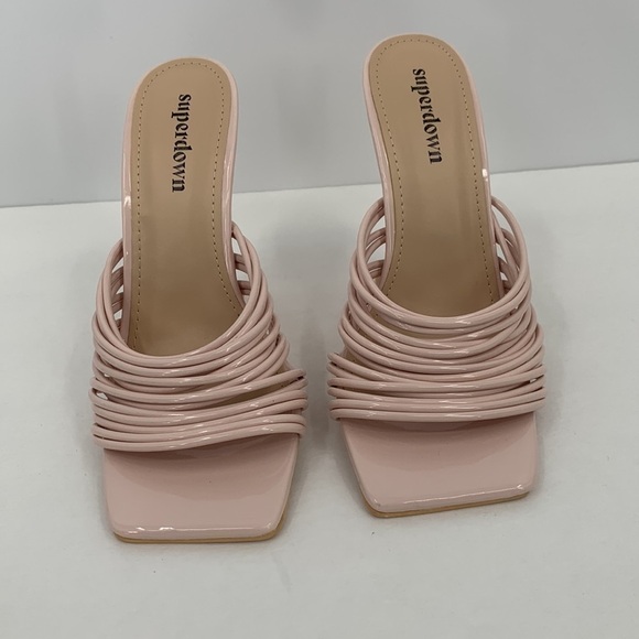 Superdown Eva Martini heel slide shoe square toe pink sandal strappy new 7 - Picture 5 of 8